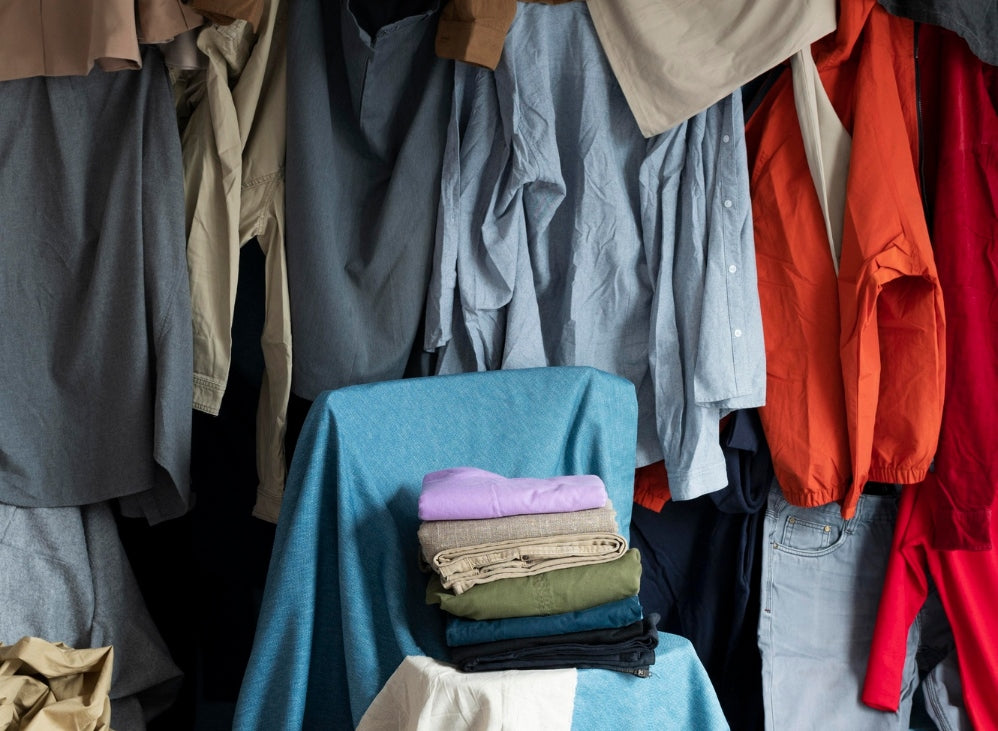 beaucoup de vêtements de toutes les couleurs